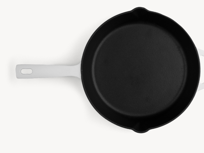 A coated cast-iron skillet