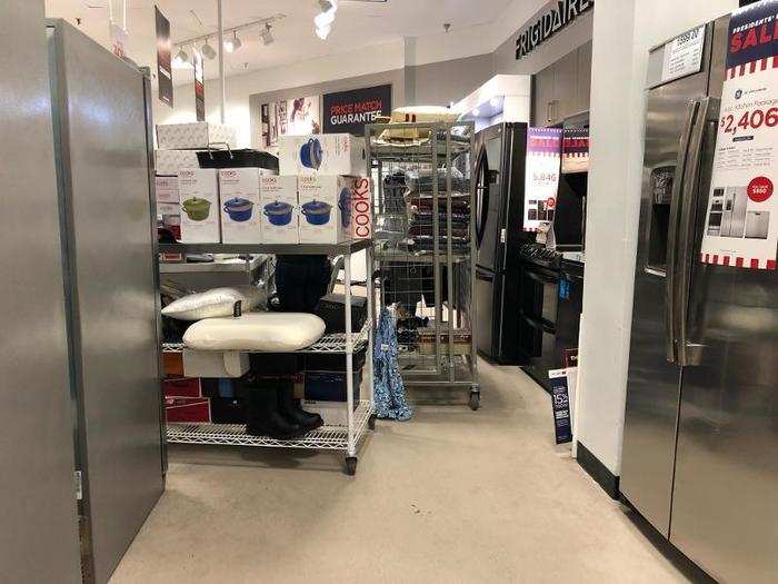 One store appeared to be using its appliance section for storage.