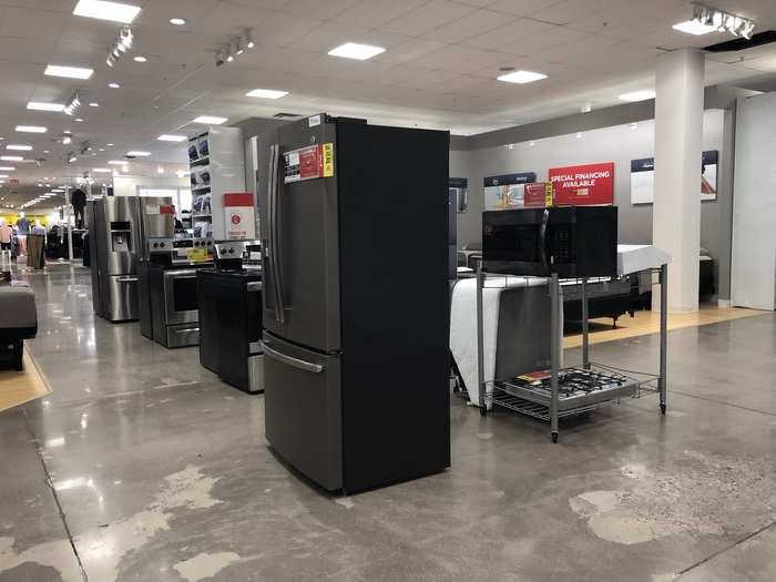 In one store, refrigerators and ovens were scattered in the middle of a walkway.