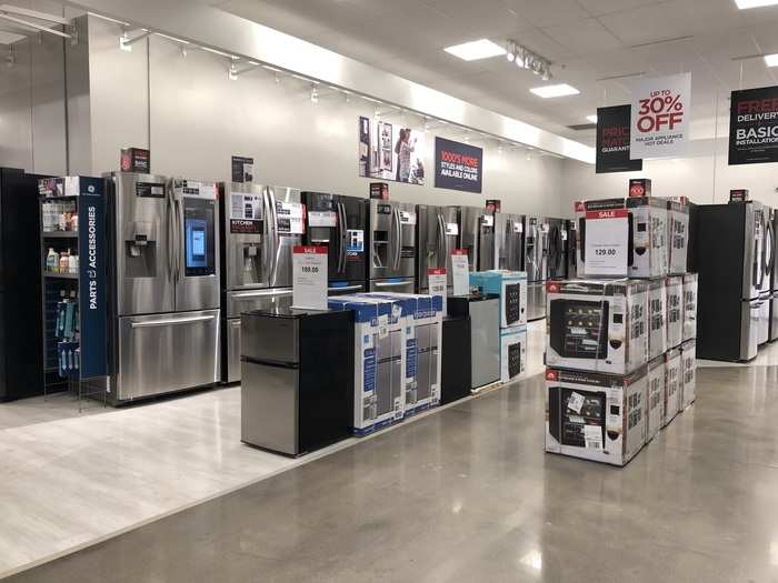 Inside one store, the appliance section was clean, well-lit, and organized.