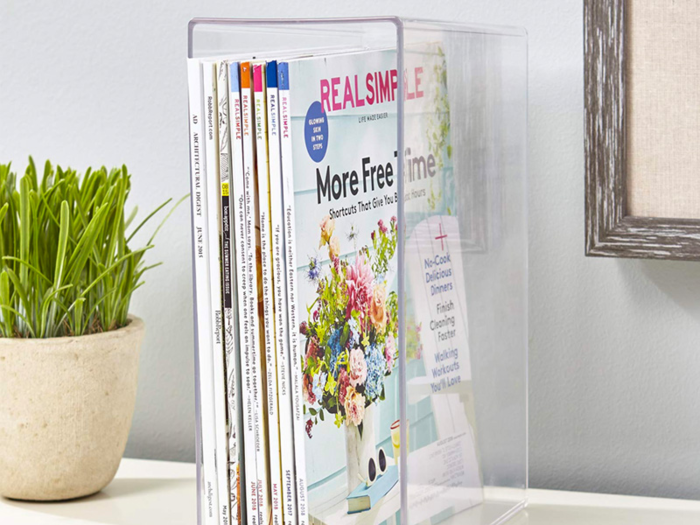 A clear magazine holder