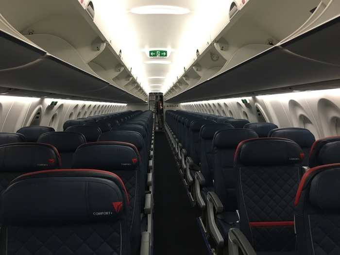 The A220 economy and comfort plus cabins feature a 3-2 layout with five seats per row.