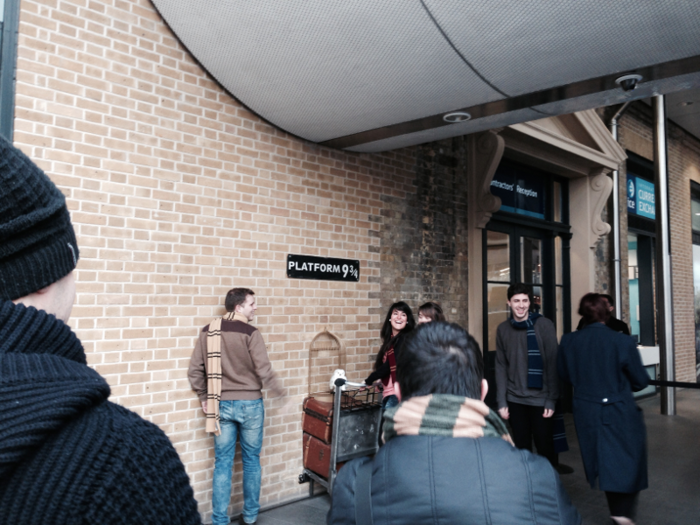 Perhaps the smallest tourist attraction in London is also one of the most crowded: Platform 9 3/4 at Kings Cross Station.