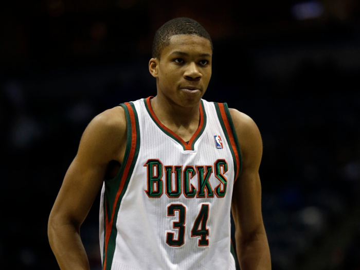 Giannis Antetokounmpo as a rookie — 19 years old