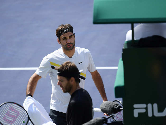 2018: During yet another match against Juan Martin Del Potro, Roger Federer was heard arguing with an umpire and seen smacking his racket on the ground before he crashed out of the Indian Wells final.