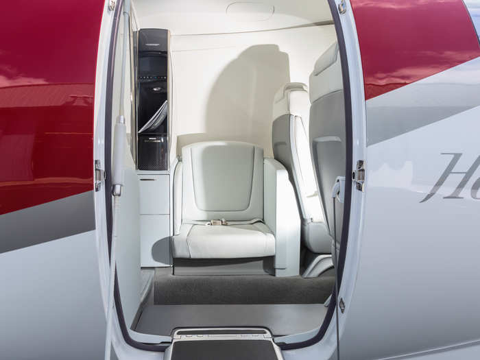 The original HondaJet came equipped with a seat facing the door.