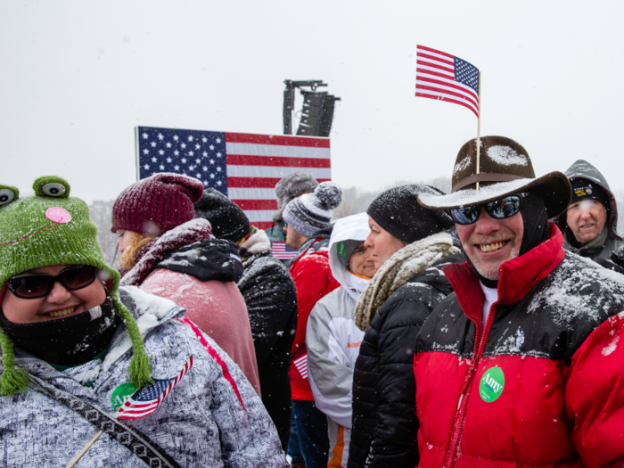 Klobuchar advised supporters to "wear warm clothes" — and it