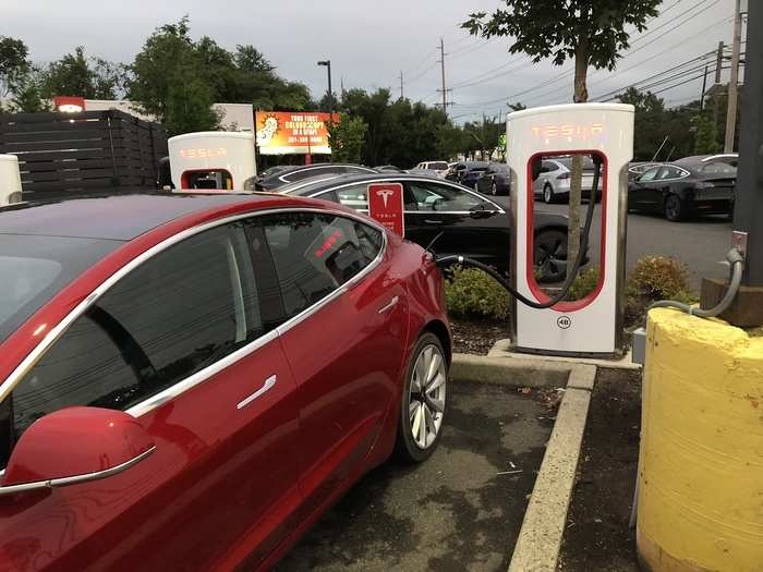 The Model 3 stores its juice in a 75-kilowatt-hour battery pack — and has access to Tesla