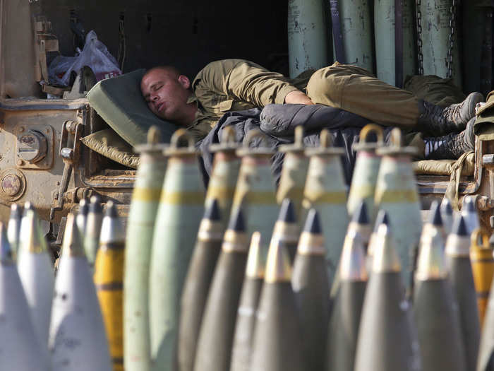 7. In a field of artillery shells.