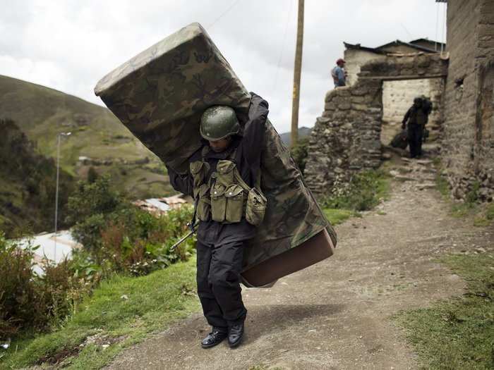 2. On location — like this soldier hauling the mattress he