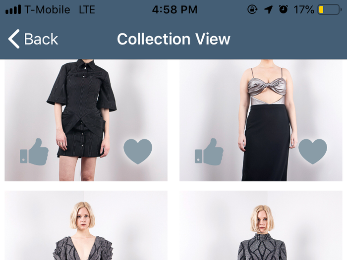 Once a look has made its runway debut, photos begin to populate in the "View Collection" tab on the show