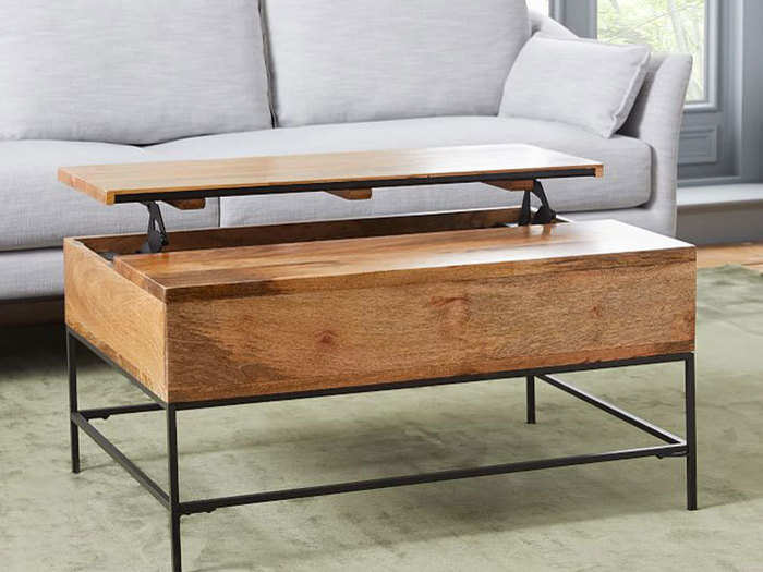 A pop-up storage coffee table