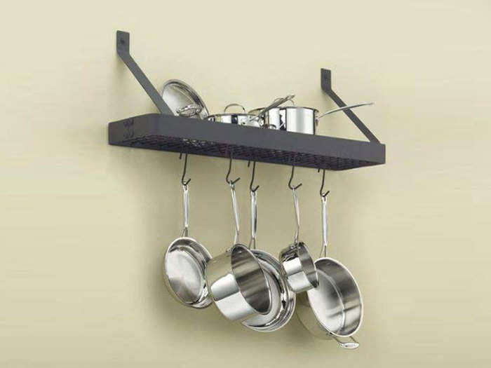 A hanging pot rack