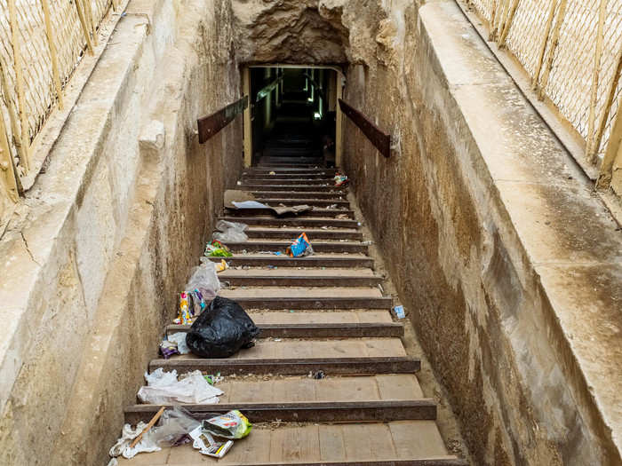 While I saw a few pieces of garbage floating here and there on the plateau in the wind, the only place I spotted a lot was on the ramp into the Pyramid of Khafre.