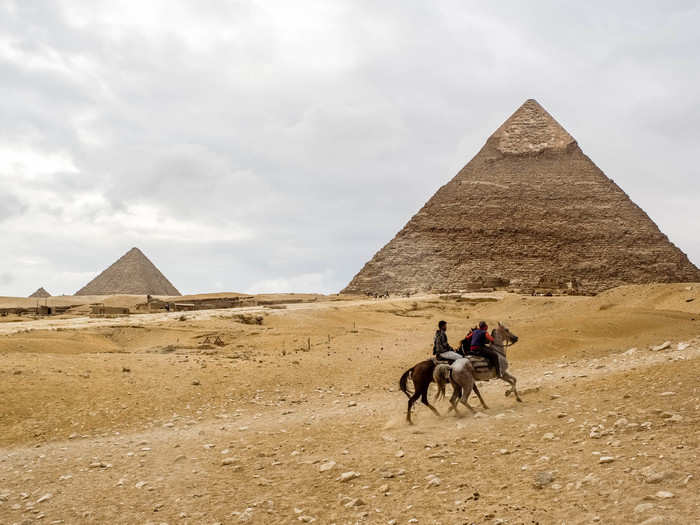 One of the most breathtaking ways to see the pyramids, according to Abrahim, is to take a horseback tour from outside the complex and ride in from the desert during sunset from the east.