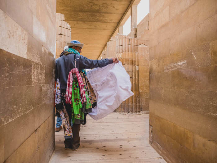 First, you have to walk through the gauntlet of souvenir sellers and ad-hoc tour guides. If you are interested, by all means, haggle away, but a firm "No, Thank you" and a brisk walk does the trick if you are not.