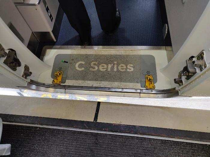 We are greeted by a C Series welcome mat and...