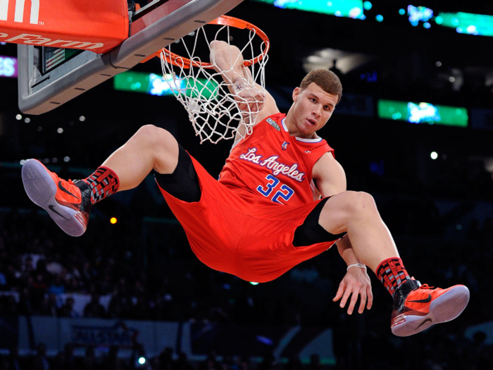 Griffin also emulated legendary dunker Vince Carter by throwing his arm in the rim on a massive dunk.