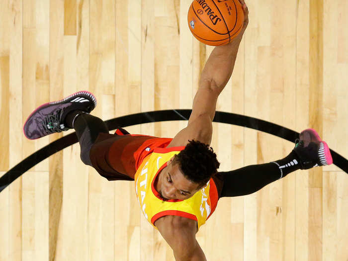 His acrobatic dunks — combined with his colorful jersey and shoes — made for some stunning photos.