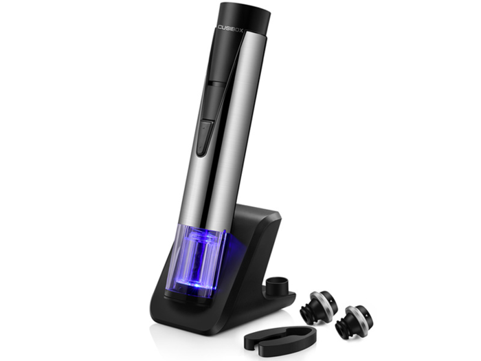 An electric wine opener that can open up to 40 bottles on a single charge