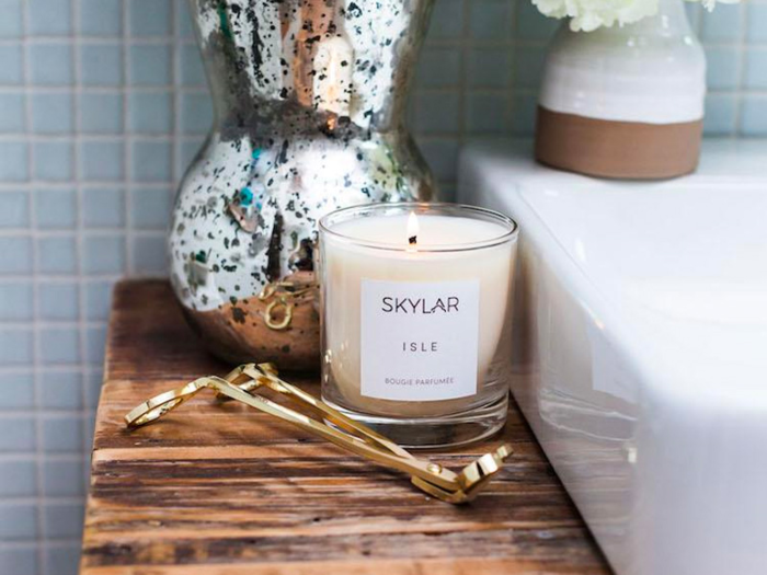 Isle Candle from Skylar: 8 oz. and 50 hour burn time, with notes of citrus and spiced sandalwood