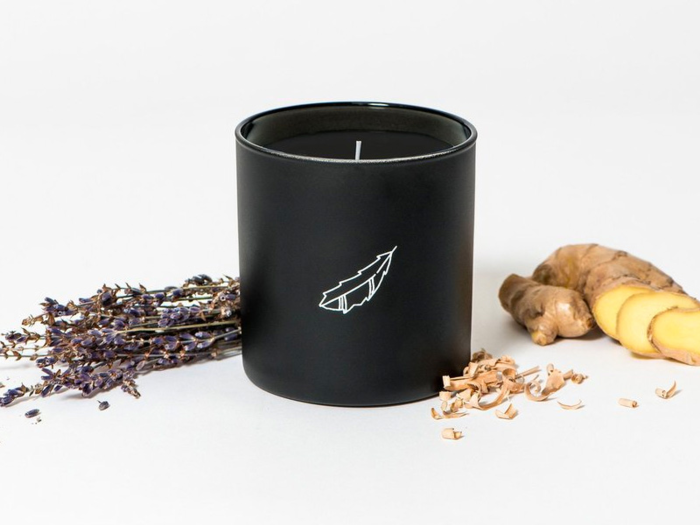 Pillow Talk Candle from Snowe: 9 oz. and 75 hour burn time, with notes of sandalwood, ginger, and lavender