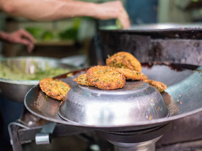 Navigating the language barrier is a difficulty outside the shops catering to tourists. It took a lot of pointing and gesturing to order this tameya, Egypt’s version of falafel made with fava beans. Crispy and fresh out of the fryer, the tameya were worth the hassle.