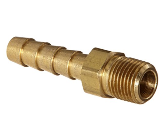 Brass hose fitting, $4.50