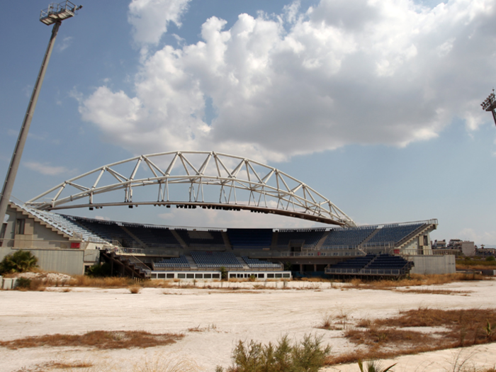 Even the volleyball court — built specifically for the Olympics — lies in ruins.