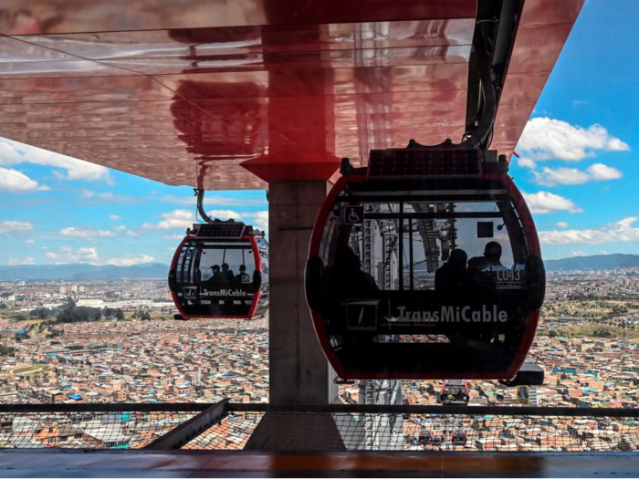 TransMiCable costs 70 cents per ride and connects a public housing project of about 700,000 to Bogotá