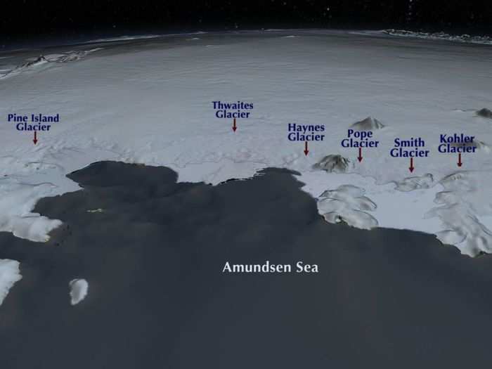 Scientists studying melting ice are particularly interested in the area of the western Antarctic ice sheet where the Thwaites Glacier is located.