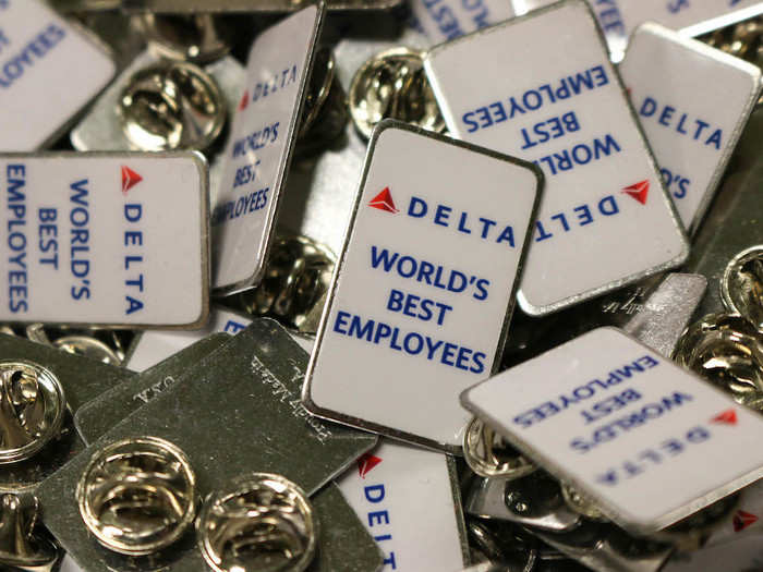 Smaller items include lapel pins like these employee awards