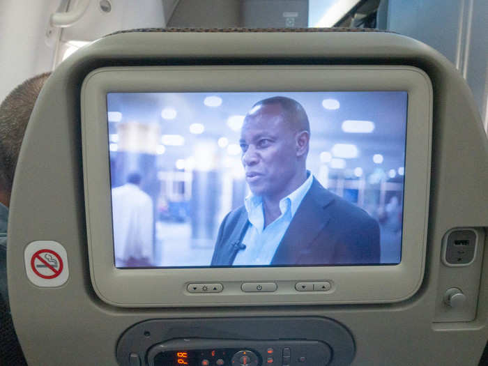 Strangely, prior to takeoff, Kenya Airways plays a lengthy commercial/documentary on the airline and renovations at Jomo Kenyatta International Airport.