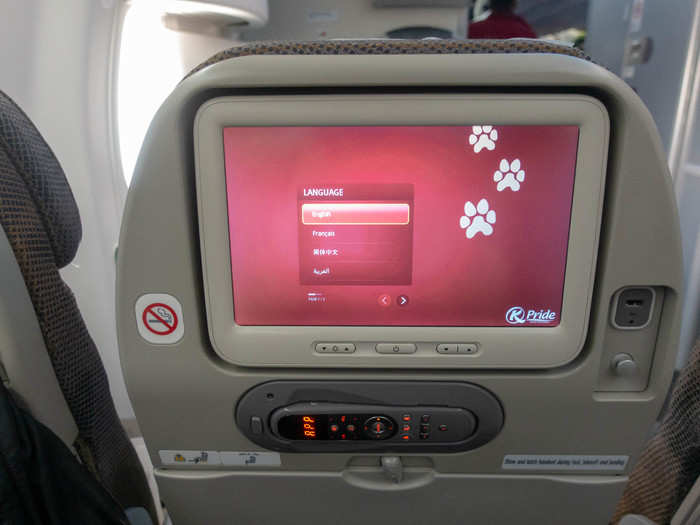 Each seat-back has its own touchscreen entertainment system. The screen is the standard size I see in most economy cabins. But it