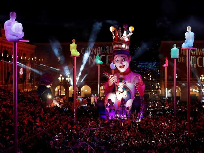 The 135th Carnival parade drew larger-than-life characters to its kickoff in Nice, France.