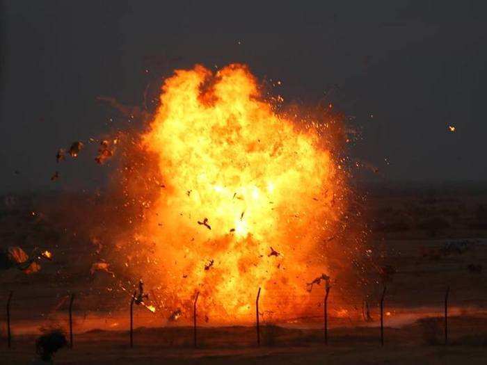 Many simulated enemy targets on the ground and in the air were targeted and destroyed through a variety of missiles during the Fire Power Display.