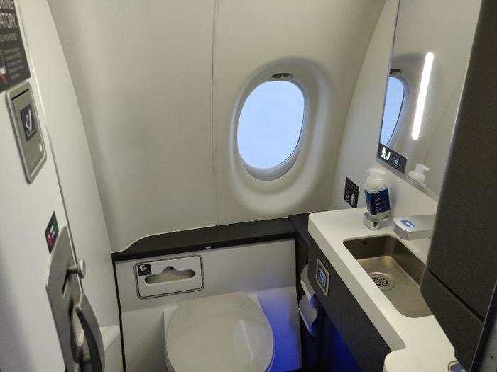 6. Window in the bathroom: The A220 is equipped with three bathrooms, or lavatories in airline speak. One of them, the economy class lav on the captain