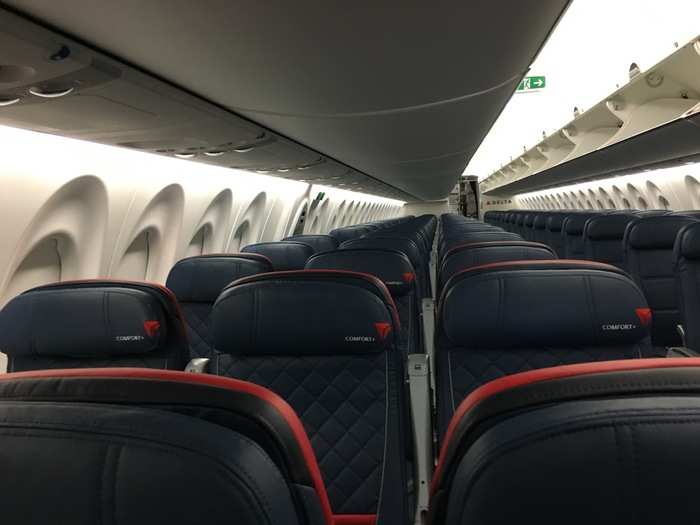 2. One middle seat:  The middle seat is the least desirable place to be on a plane. Fortunately, the A220