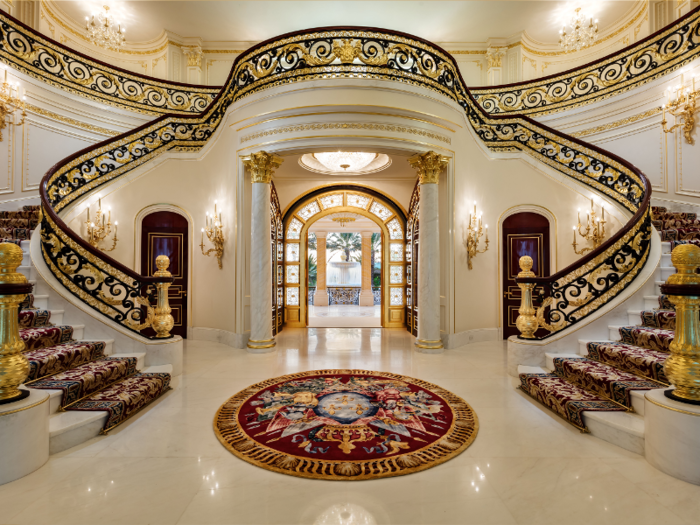 The home features 30,000 square feet of lavish decor and extravagant finishings.