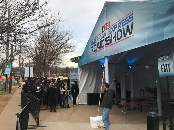 A crowd lined up outside to witness the live taping.