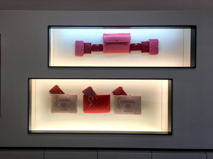 Wall displays proved just as artful, such as a perfectly manicured wall of red and pink inventory.