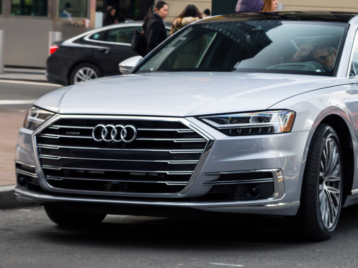 And here it is on the snazzy front grille, framed by a pair of aggressive LED headlights