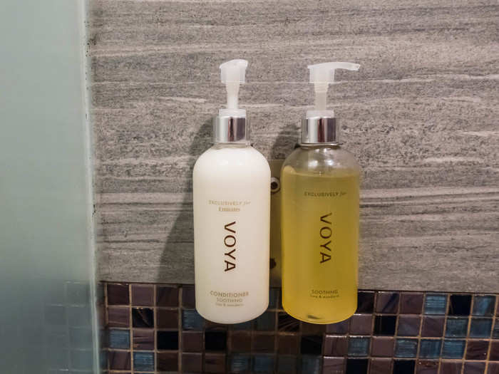 The conditioner and shower gel were by Voya, an Irish company that makes organic, luxury bath products. It did not feel cheap.