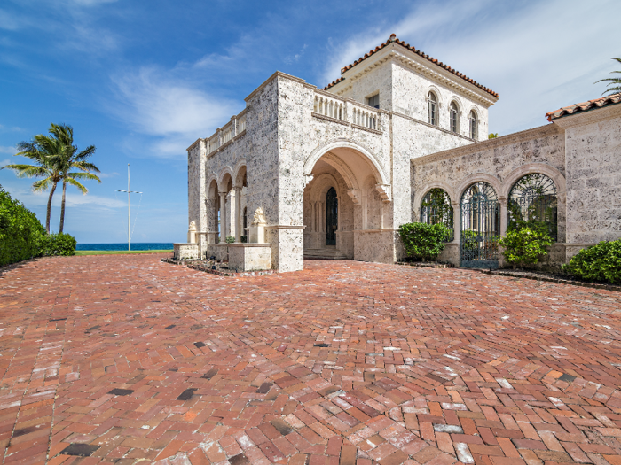 The porte cochere allows residents to be protected from the elements between getting out of a car and going inside the house.