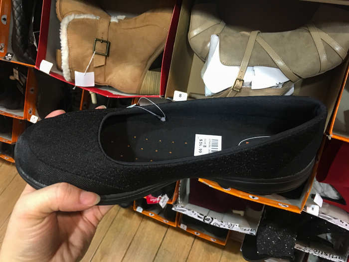 There were plenty of work- and comfort-oriented shoes, like these slip-resistant black slip-on shoes that cost $34.99.