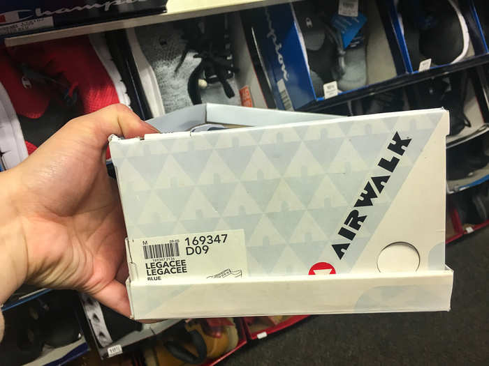 Airwalk sneakers were abundant, priced at $30.