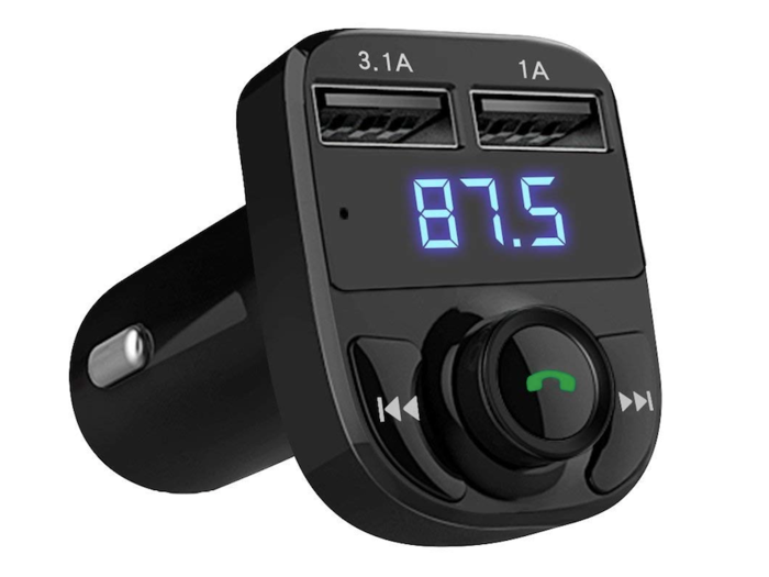 A car charger with dual USB charging ports