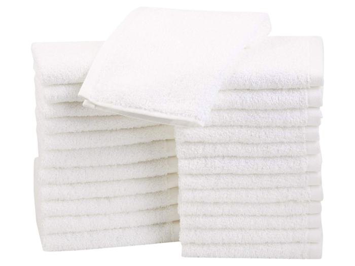 A set of simple white washcloths