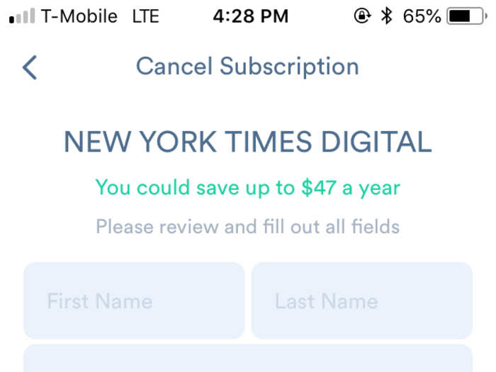 An in-app feature allows you to cancel unwanted subscriptions swiftly.