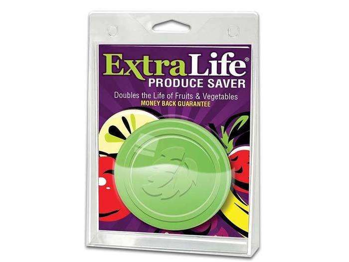 An inconspicuous disk that will lengthen the life of your fruits and veggies for about three months.